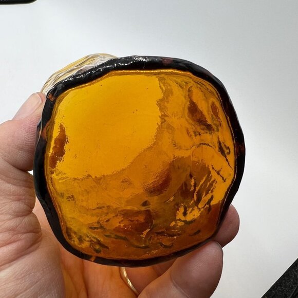 SENECA crystal DRIFTWOOD 1980 BLUE GREEN BROWN  pattern Juice Glass Set of Three - Picture 10 of 11